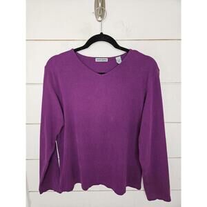Marsh Landing large purple ribbed v neck shirt